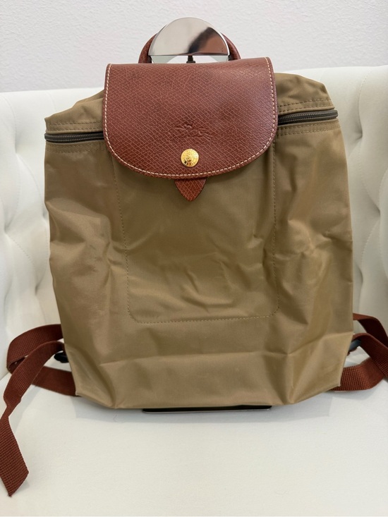 Longchamp Handbags - Longchamp Olive/Brown Original Backpack with Gold Snap L1699089P49